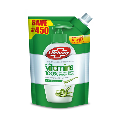 Lifebuoy Aloe Protect With Vitamin Hand Wash, 900ml Refill Pouch, Save Up To Rs.450/-