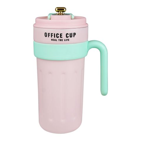 Metal Coffee Mug With Temperature Display & Handgrip, 650ml, Pink, 17.5cm (H) x 8.5cm (W), (8007) 0000982