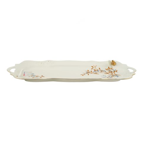 Angela 16" B-Leaves Floral Serving Tray, BRD351