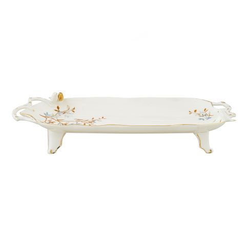 Angela 15" B-Leaves Floral Serving Tray, BRD352