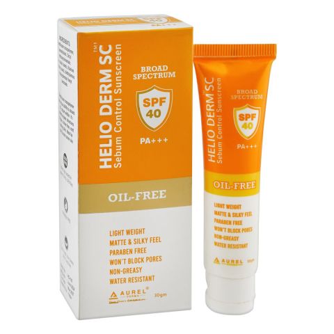 Helio Derm Sc Sebum Control Sunscreen, Oil Free, SPF 40, PA+++, Waterproof, 30g
