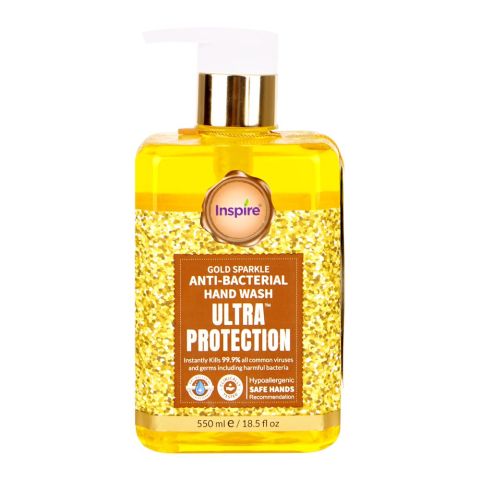 Inspire Gold Sparkle Anti-Bacterial Hand Wash, 550ml