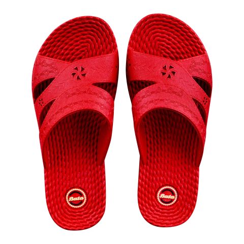 Bata Women's Rubber/PVC Slippers, For Home & Casual Wear, Red, 6725054