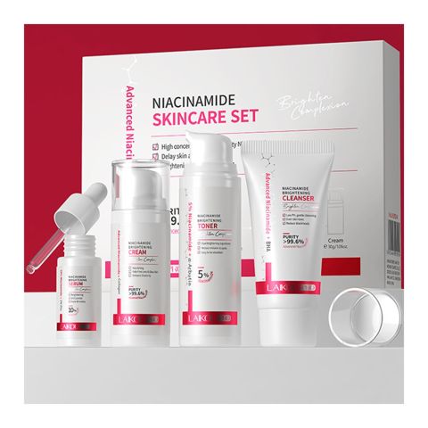 LAIKOU Pro Advanced Niacinamide Skincare Set With Cleanser, Toner, Serum, Cream, For All Skin Types, LK92924A