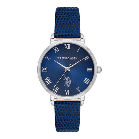 U.S. Polo Assn Women's Round Dial Analog Wrist Watch With Band Strap, Blue, USPA2077-05