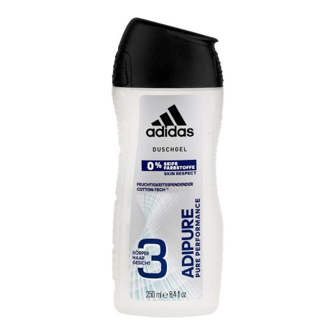 Adidas Adipure Pure Performance 3-in-1 Shower Gel, 250ml