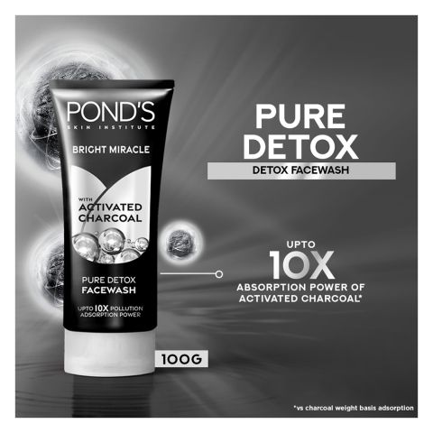 Pond's Bright Miracle Pure Detox Face Wash With Activated Charcoal, 100g