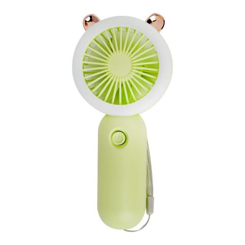 Inaaya Traders Mini Portable Fan With LED Light, Lid Charging, Green