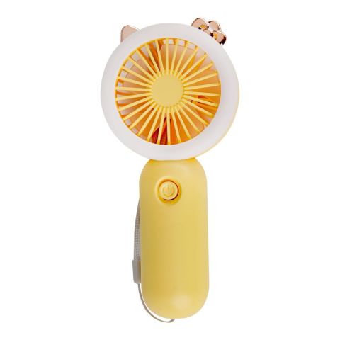 Inaaya Traders Mini Portable Fan With LED Light, Lid Charging, Yellow