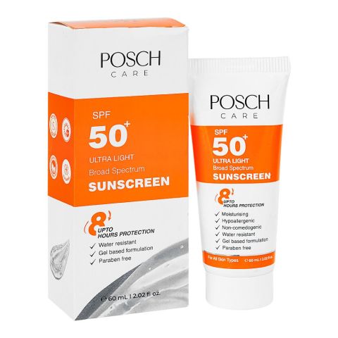 Posch Care Ultra Light Broad Spectrum Sunscreen, SPF50+, 60ml