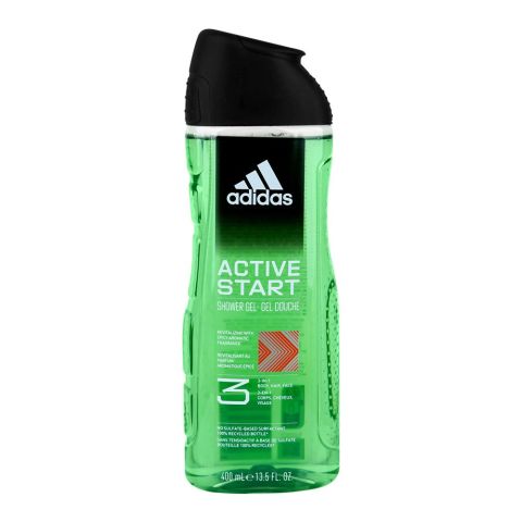 Adidas Revitalizing Active Start 3 in 1 Face, Hair & Body Shower Gel, 400ml