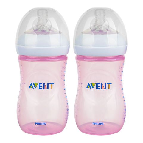 Avent Breast Shaped Feeding Bottle, For 1+ Months, Pink, 260ml, 2-Pack, SCF034/27