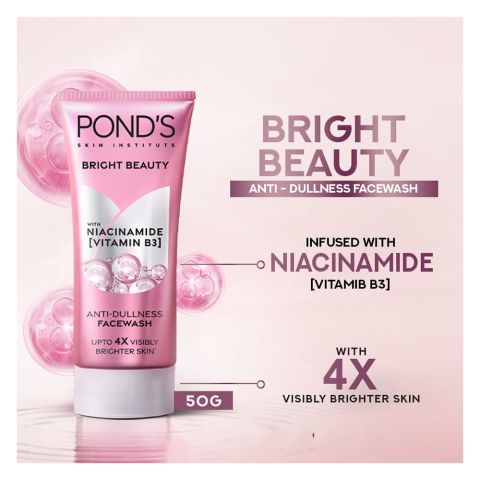 Pond's Bright Beauty Anti-Dullness Face Wash With Niacinamide & Vitamin B3, 50g