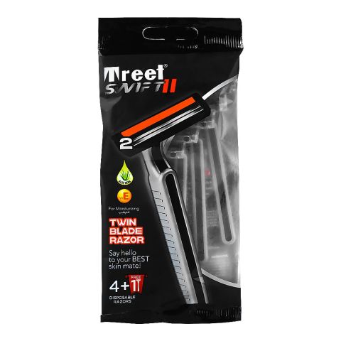 Treet Swift II Twin Blade Disposable Razors Pouch, 5-Pack