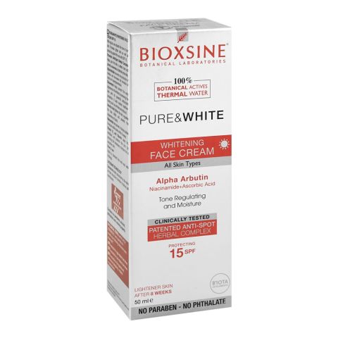 Bioxsine Botanical Laboratories Pure & Whitening Face Cream, SPF15, No Paraben, No Phthalate, For All Skin Types, 50ml