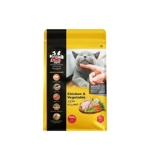 Paw & Tail Adult Cat Food, Chicken & Vegetable, 450g