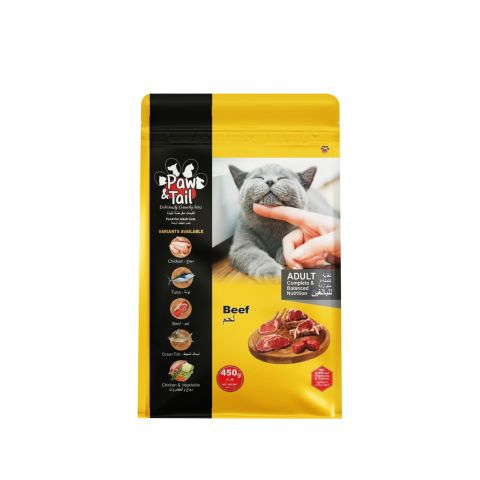 Paw & Tail Adult Cat Food, Beef, 450g