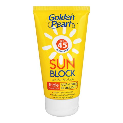 Golden Pearl Triple Protection UVA+UVB & Blue Light Sun Block, SPF45, 120ml