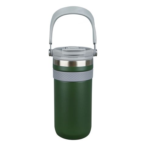 AJF Stainless Steel Vacuum Insulated Thermos Bottle - Hot/Cold Travel Mug with Lid & Straw, 900ml, Green, SUS 304