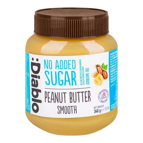 Diablo No Added Sugar Smooth Peanut Butter, 340g