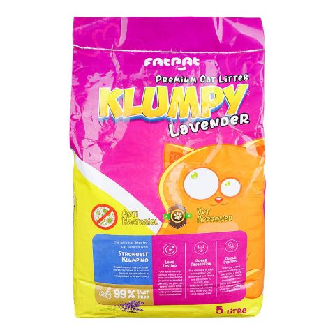 Fat Pat Klumpy Cat Litter, Lavender Scented, Anti-Bacterial, Vet-Approved, 5 Liter Bag