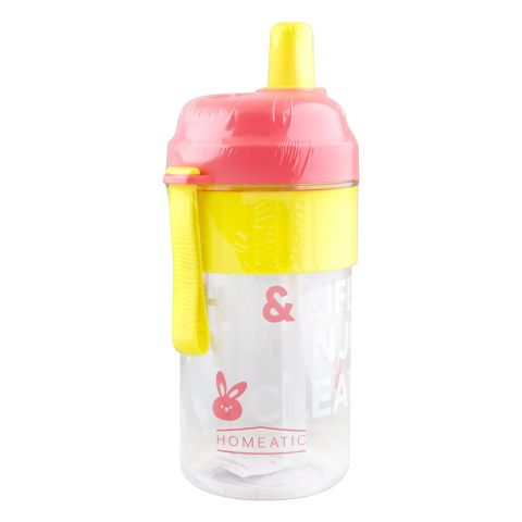 Homeatic Plastic Water Bottle with Straw, 850ml, Pink, HMT-031
