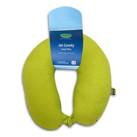 Relaxsit Fiber Two-Tone Neck Pillow, For Travel, Home & Office, Green, 13"x12"