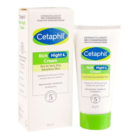 Cetaphil Rich Night Cream with Niacinamide, For Dry To Very Dry, Sensitive Skin, 50g