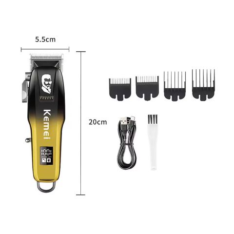 Kemei Rechargeable Hair Clipper/Trimmer, 4 Combs, KM-709A