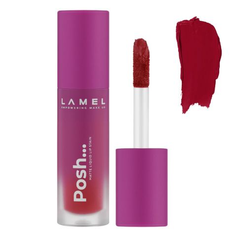LAMEL Posh Matte Liquid Lip Stain, 4ml, 407 Wine Red