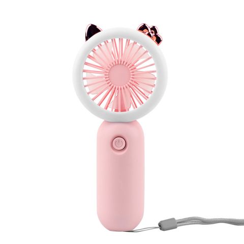 Mini Portable Fan With LED Light, Lid Charging, Pink