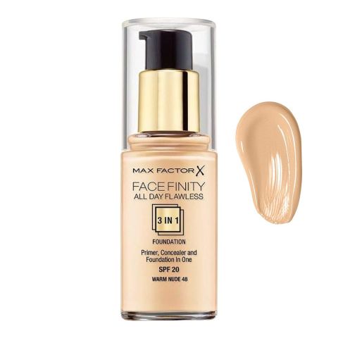 Max Factor Facefinity All Day Flawless 3in1 Foundation, SPF 20, 48 Warm Nude