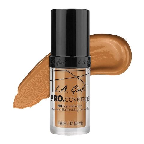 L.A. Girl Pro Coverage HD Long Wear Illuminating Liquid Foundation, 28ml,  GLM647 Warn Beige