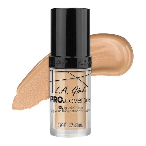 L.A. Girl Pro Coverage HD Long Wear Illuminating Liquid Foundation, 28ml,  GLM642 Fair