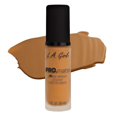 L.A. Girl Pro Matte HD Long Wear Matte Liquid Foundation, 30ml,  GLM677 Soft Honey