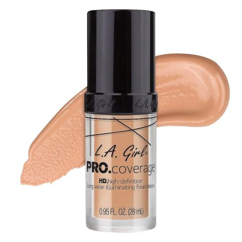 L.A. Girl Pro Coverage HD Long Wear Illuminating Liquid Foundation, 28ml,  GLM643 Porcelain