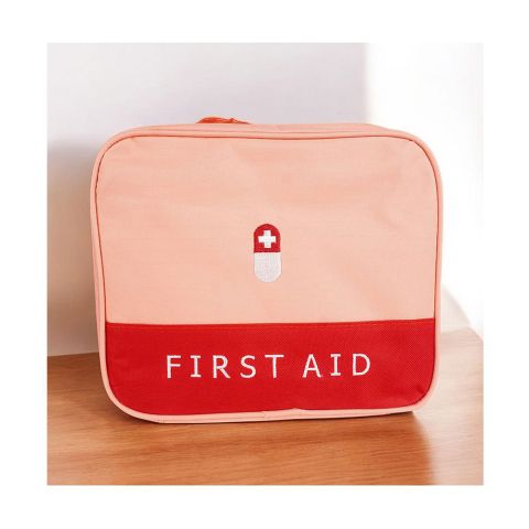 Empty Emergency First Aid Medical Kit, Medicine Storage Bag For Home & Travel, Pink