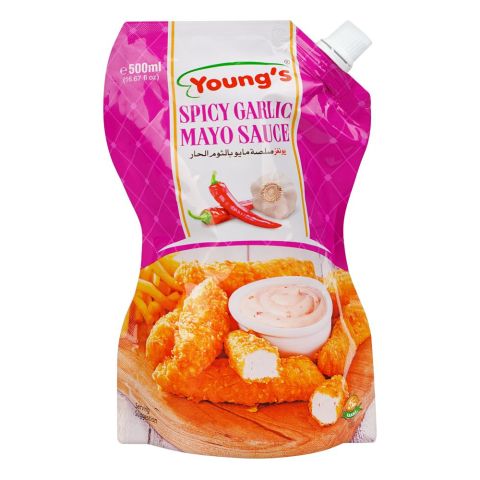 Young's Spicy Garlic Mayo Sauce, 500ml Pouch