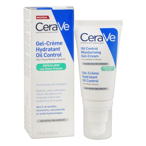 CeraVe Oil Control Gel-Cream Moisturizer, Fragrance Free, For Oily to Combination Skin, 52ml