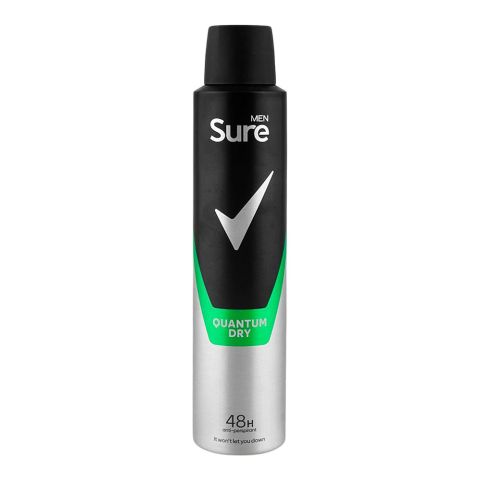 Sure Men Quantum Dry Antiperspirant Body Spray, 48H Dry Protection, 200ml