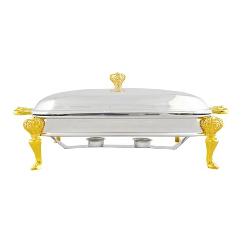 Onemore Rectangular Casserole Serving Glass Dish With Candle Stand/Rack - Buffet Food Warmer, 3 Liter, KC207SW