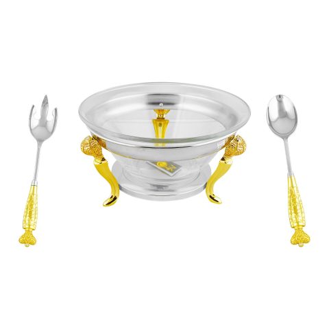 Onemore Salad Serving Bowl Set with Salad Server Spoons, SBC001GSW