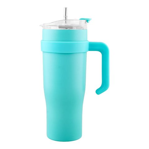 Stainless Steel Insulated Travel Coffee Tumbler with Handle & Straw Lid, Green, (9209) 0001184