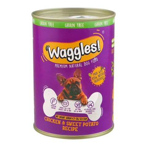 Waggles Chicken & Sweet Potato Dog Food, 400g Tin