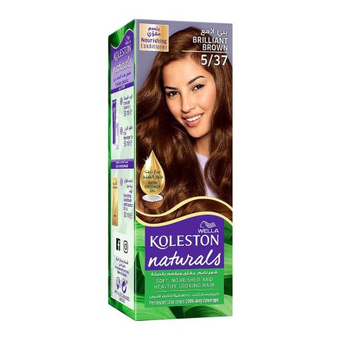 Wella Koleston Naturals Permanent Hair Color Cream Kit - Salon Quality Hair Dye, 5/37 Brilliant Brown