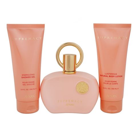 Afnan Supremacy Gift Set, Eau de Parfum 100ml+Shower Gel 100ml+Body Lotion 100ml, For Women, 3-Pack