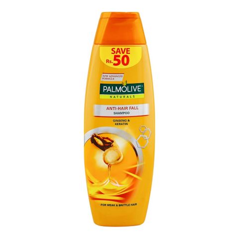 Palmolive Naturals Anti Hair Fall Shampoo, Ginseng & Keratin, For Weak & Brittle Hair, 180ml Save Rs.50/-