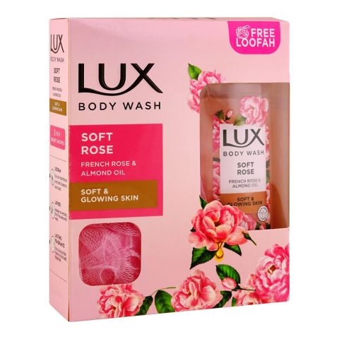 Lux Soft Rose Body Wash with French Rose & Almond Oil, Paraben Free, Free Loofah, 250ml