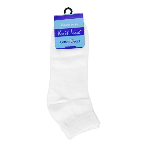 Knit Line Kids Uniform Cotton Ankle Socks, White, X-Large