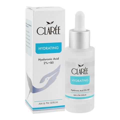 Claree Hydrating Hyaluronic Acid 2% + B5 Serum, Strengthens Skin Barrier, 30ml